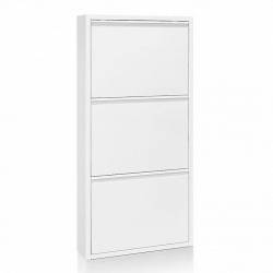Металлический шкаф обувница с 3 откидными полками белый